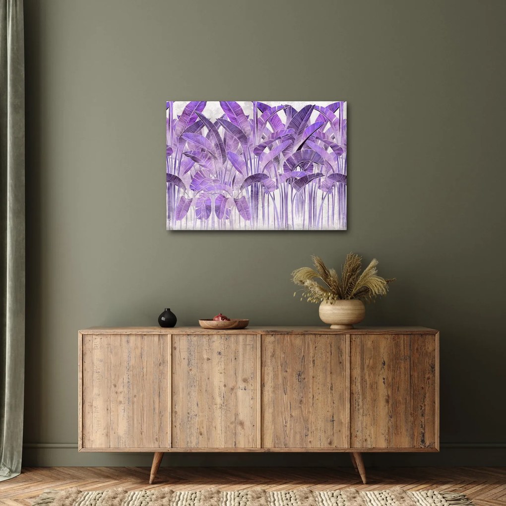 Tablou - Frunze violet în tencuială (70x50 cm)