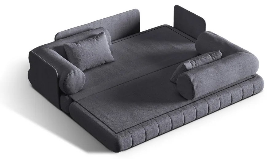 Canapea gri închis extensibilă cu tapițerie din țesătură bouclé 206 cm Kemi – Cosmopolitan Design