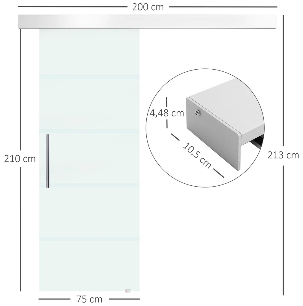 HOMCOM usa glisanta din sticla cu sina din aluminiu, 75x210cm | Aosom Romania