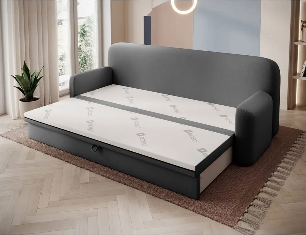 Canapea taupe extensibilă/cu spațiu de depozitare cu tapițerie din catifea 236 cm Elioss – ELTAP