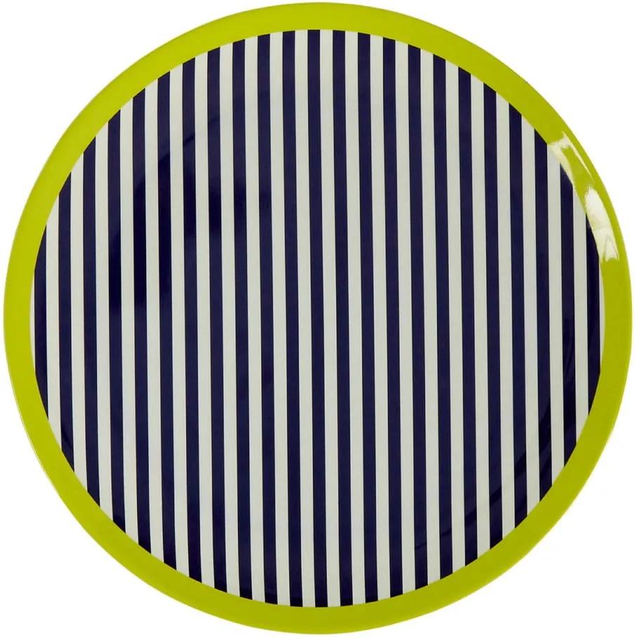 Farfurie Premier Housewares Mimo Stripes, ⌀ 20 cm. alb-negru-verde