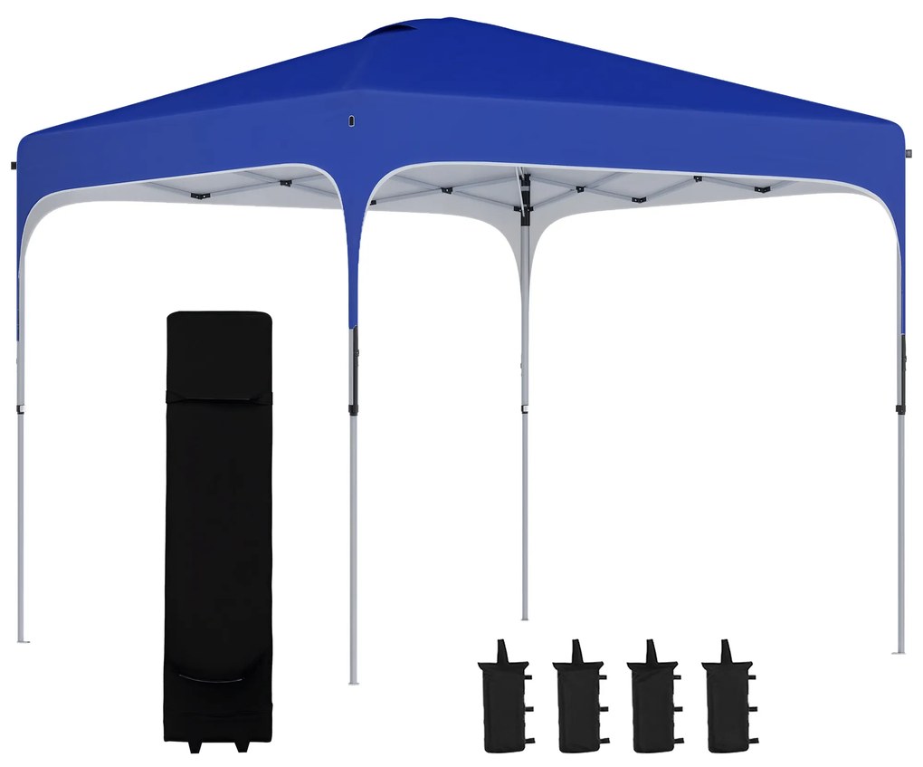 Outsunny Cort cu Baldachin Pop-Up cu Geantă de Transport, Corturi pentru Petreceri în Exterior, 253x253x268 cm, Albastru | Aosom Romania