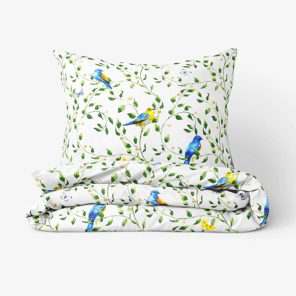 Goldea lenjerie de pat din 100% bumbac - păsări colorate în grădină 220 x 240 și 2buc 50 x 70 cm