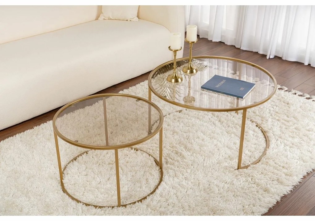 Set de măsuțe de conferință Aurum Gold și Bronze80 cm, 2 buc.