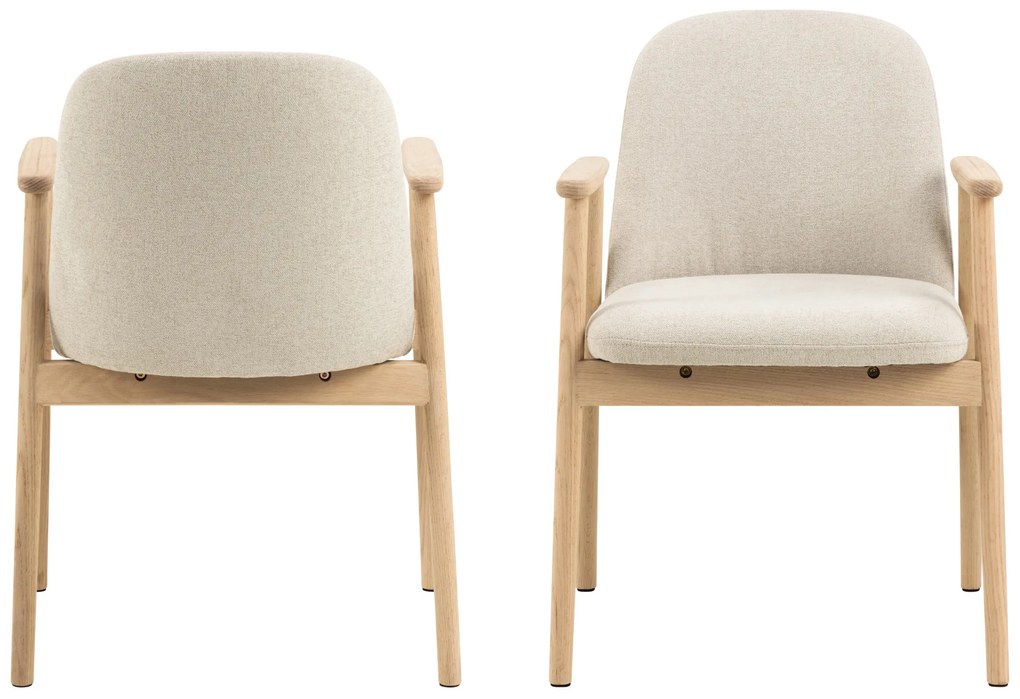 MAZZONI EXPORT RODERIC Bej (material Apia 453)/cadru stejar albit uleiat - SCAUN DE LEMN CHENILLE PENTRU SUFRAGERIE LIVING BUCĂTĂRIE RETRO