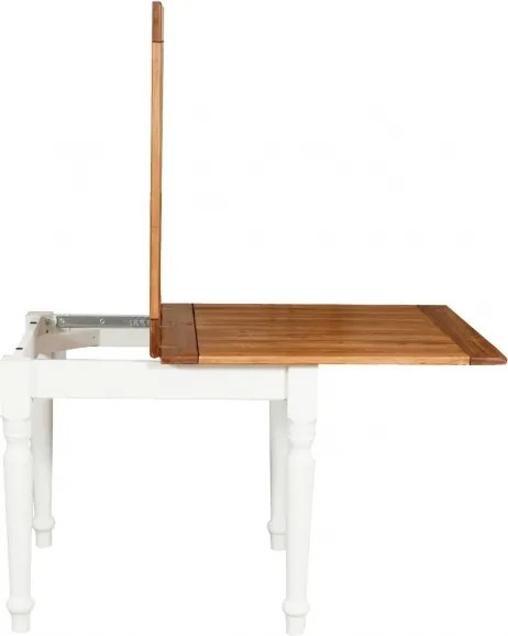 Masa pliabila, L90(180) 90 H80 cm, culoare natur alb antic, Lemn masiv