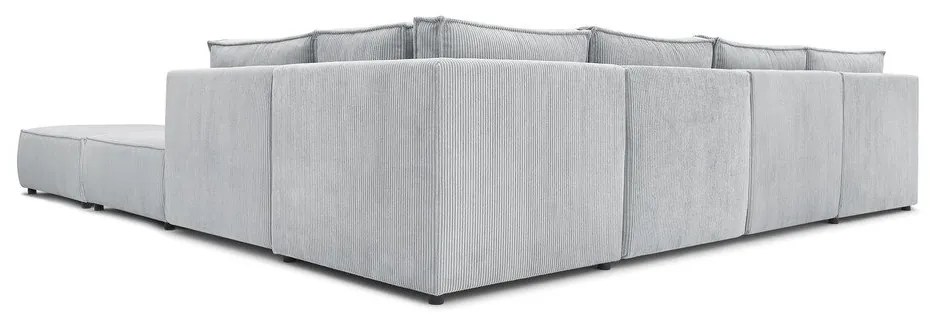 Colțar gri deschis cu tapițerie din catifea reiată (în formă de "U"/cu colț variabil) Nihad modular – Bobochic Paris