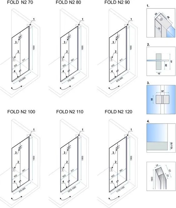 Cabina de dus pliabil Rea Fold N2 Modul