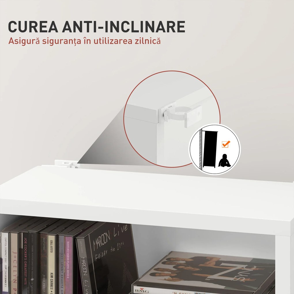 HOMCOM Unitate de Stocare pentru 260 de CD-uri/120 de DVD-uri - Alb | Aosom Romania