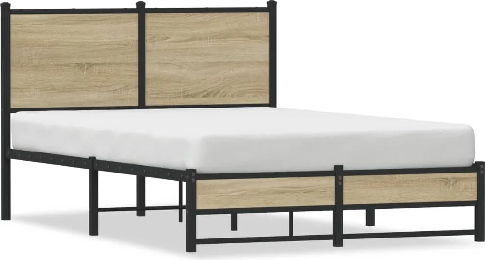 vidaXL Cadru pat metalic fără saltea, stejar sonoma, 120x190 cm