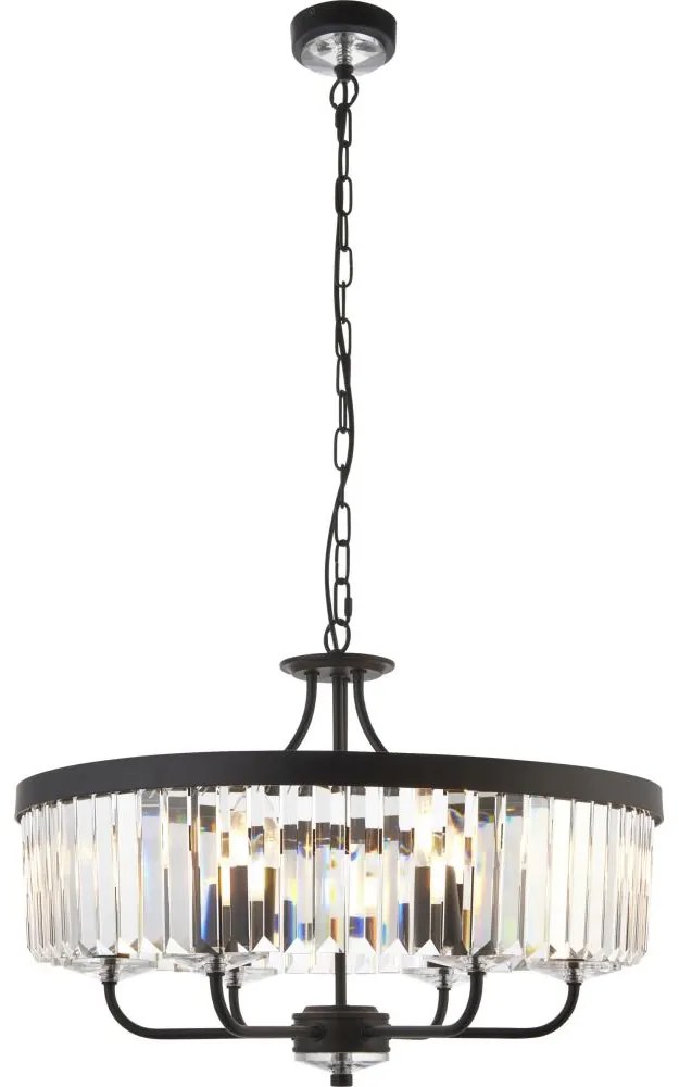 Endon 100711 - Candelabru suspendat pe lanț CHESTERFIELD, 6xE14/6W/230V, Ø 55 cm, negru