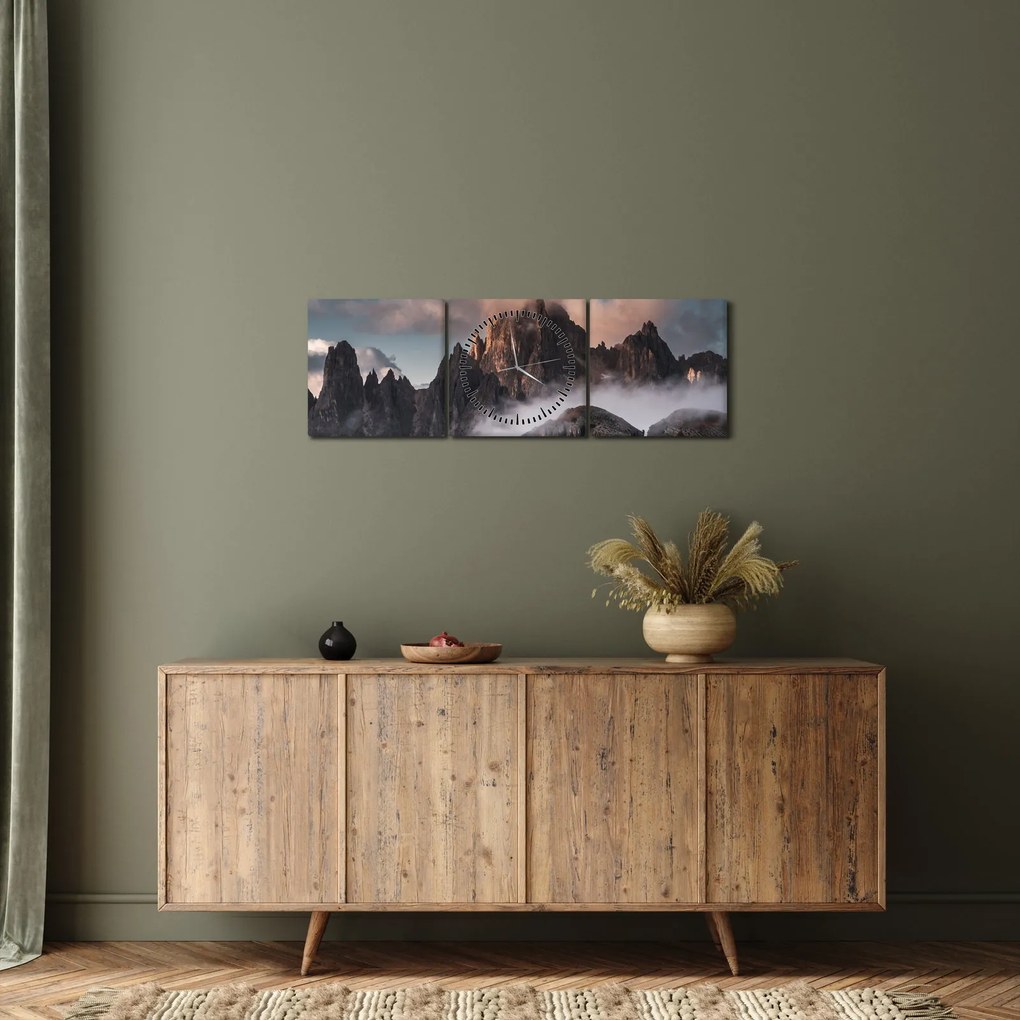 Tablou - Dolomiți Italieni ascunși în ceață (cu ceas) (90x30 cm)