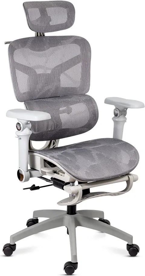Scaun de birou ergonomic din mesh cu brațe 7D, șezut culisant și tetieră reglabilă 3D SYYT 9524 gri