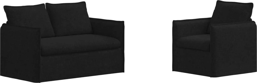 vidaXL Set de canapea 2 pcs Negru 196 x 82 x 85 cm țesătură