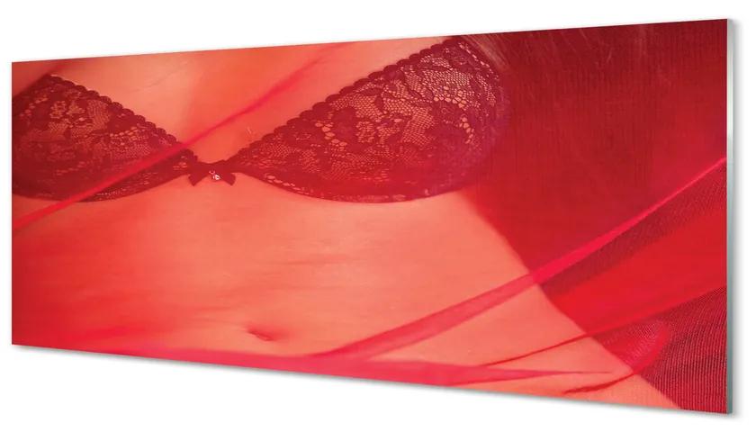 Tablouri pe sticlă Femeia în roșu tul