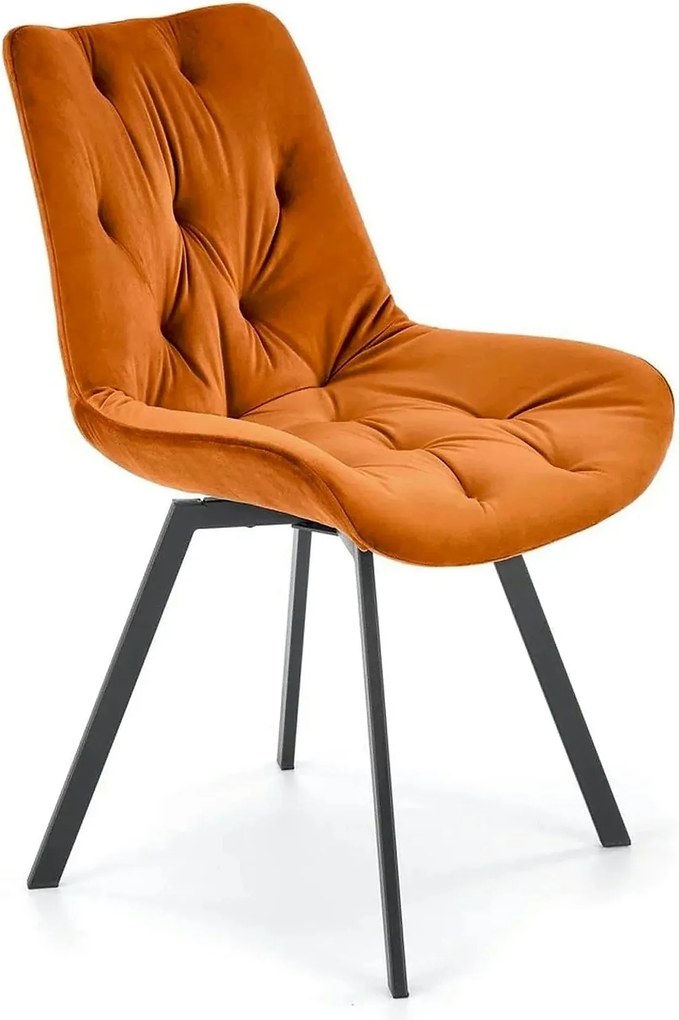 Scaun rotativ K519, caramiziu/negru, stofa catifelata/metal, 54x63x86