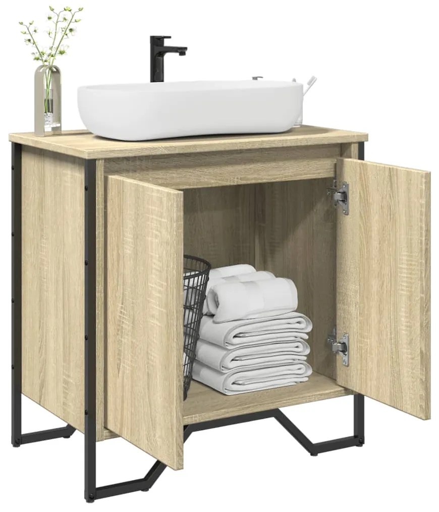 vidaXL Dulap chiuvetă baie, stejar sonoma, 60x35x60 cm, lemn prelucrat