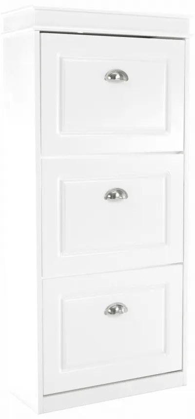 Pantofar, 3 compartimente, alb, mdf alb