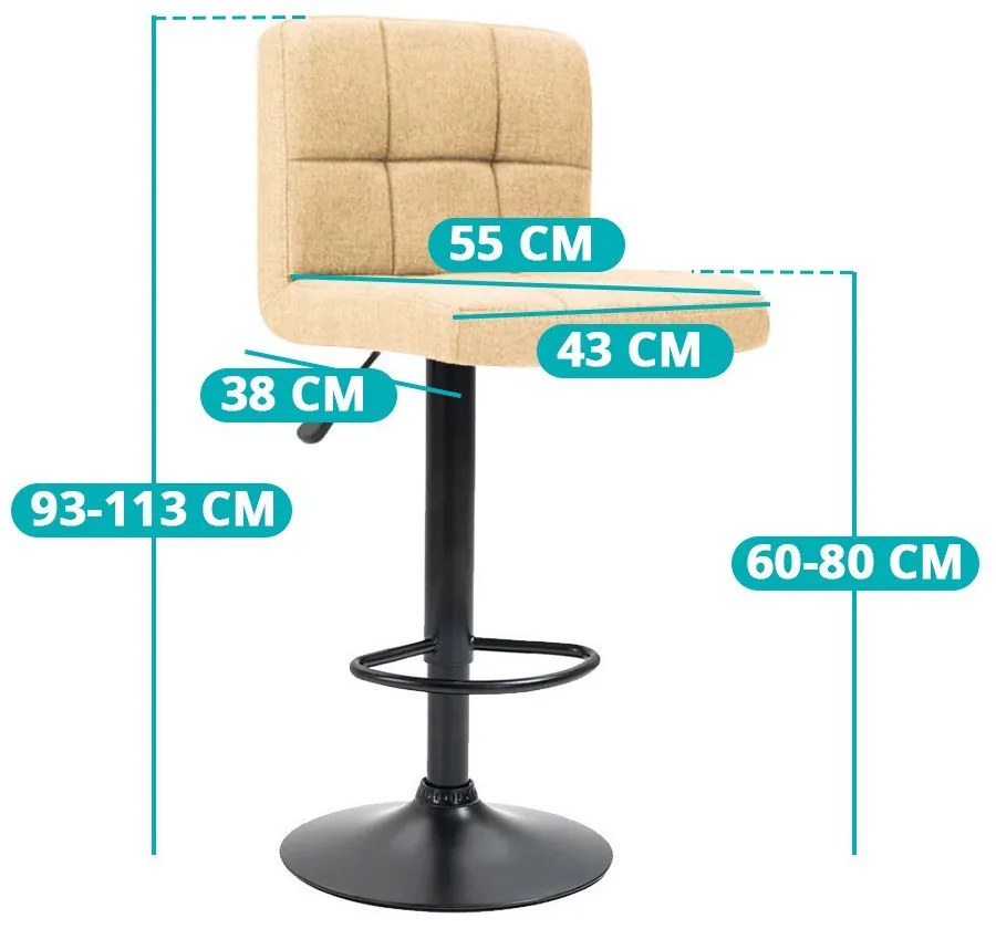 Scaune de bar tapitate 2 buc, bej