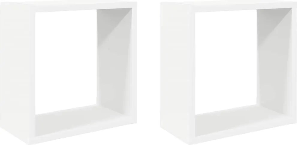 vidaXL Rafturi de perete cub, 2 buc., alb, 30x15x30 cm