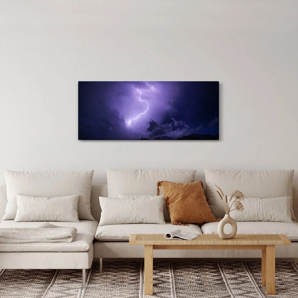 Tablou - cerul violet cu fulger (120x50 cm)