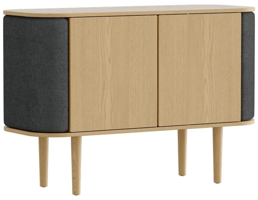 Comodă gri antracit/în culoare naturală joasă cu aspect de lemn de stejar 109x75 cm Treasures – UMAGE