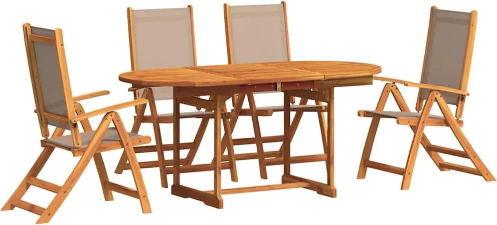 vidaXL Set mobilier de grădină, 5 piese, lemn masiv acacia/textilenă