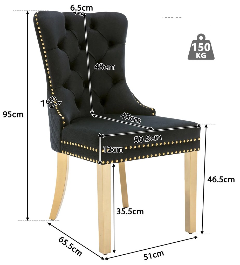 Set de 4 scaune de sufragerie tapițate în catifea, Negru | Aosom Romania