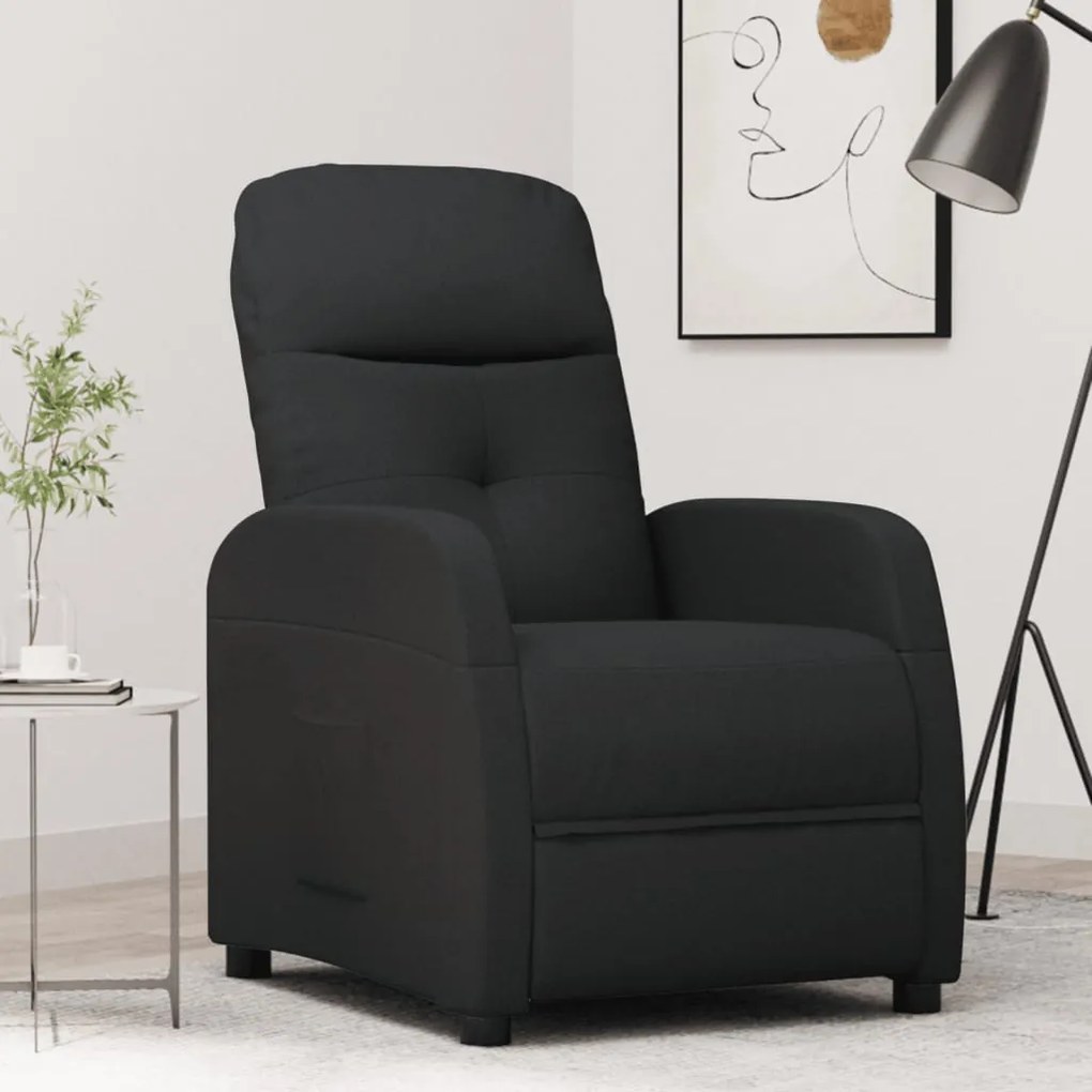 289818 vidaXL Fotoliu rabatabil, negru, material textil