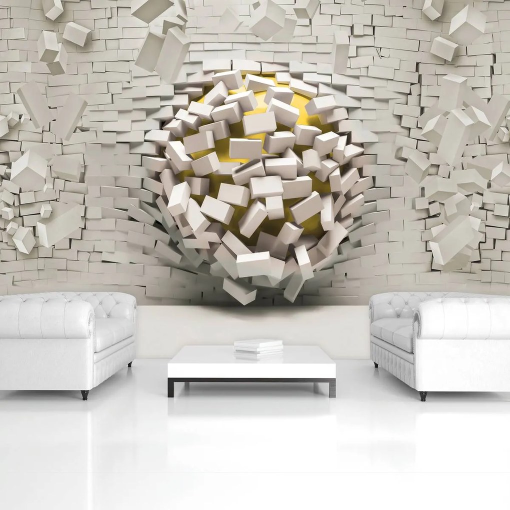 Fototapet - 3D perete cu minge (152,5x104 cm)