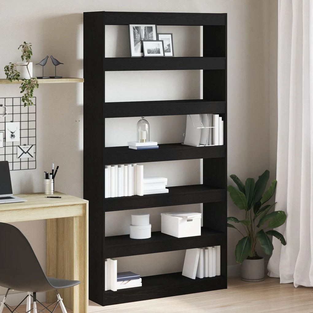 vidaXL Bibliotecă Stejar Negru Lemn prelucrat 100 x 30 x 198 cm Rafturi