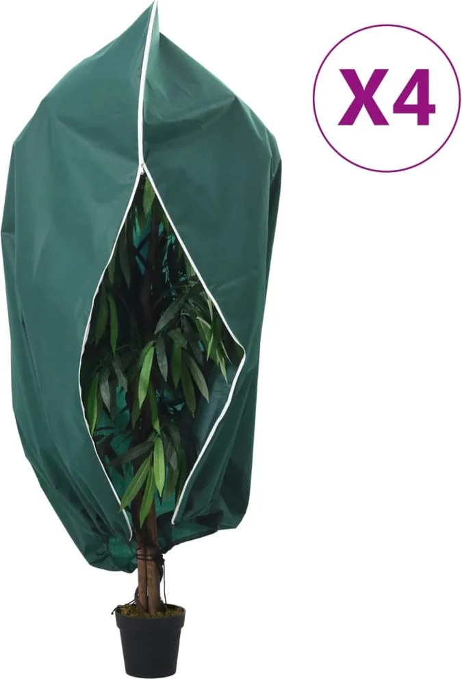 vidaXL Protecții fleece pentru plante, fermoar, 4 buc 70 g/m² 2,36x2 m