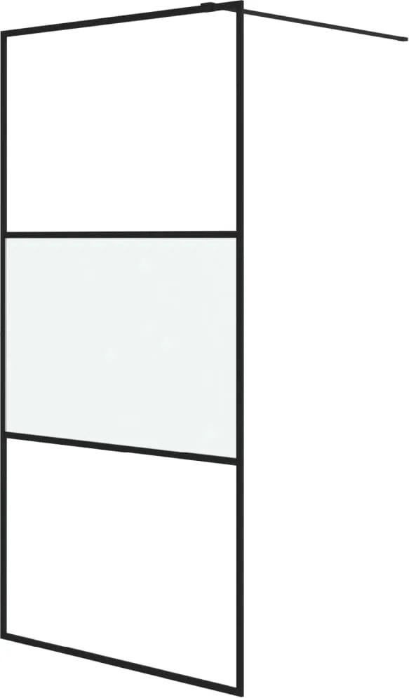 vidaXL Perete cabină duș walk-in negru 100x195 cm sticlă ESG semi-mată