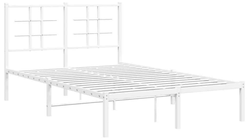 355608 vidaXL Cadru de pat metalic cu tăblie, alb, 120x200 cm