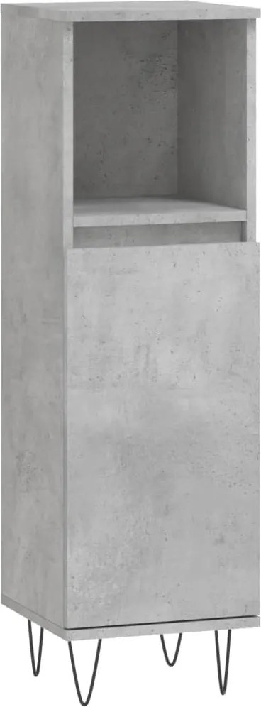 vidaXL Dulap de baie, gri beton, 30x30x100 cm, lemn prelucrat