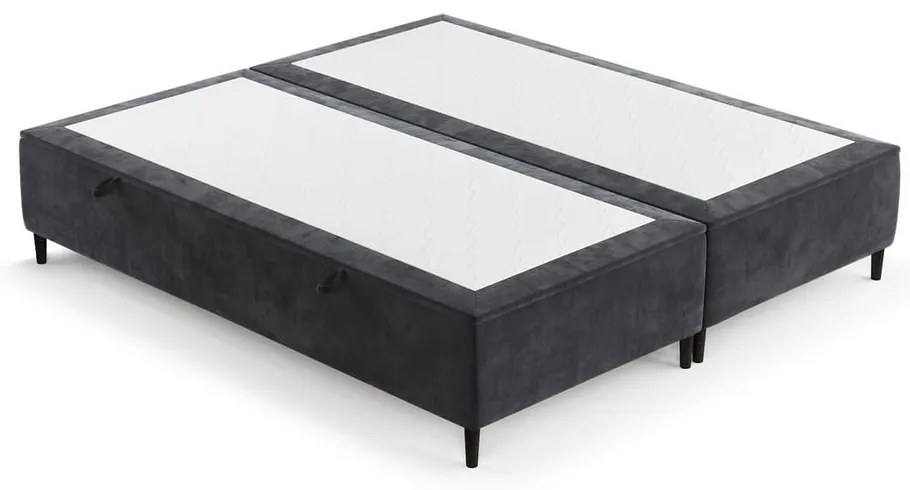 Pat matrimonial gri antracit tapițat cu spațiu de depozitare 200x200 cm Tate – Maison de Rêve