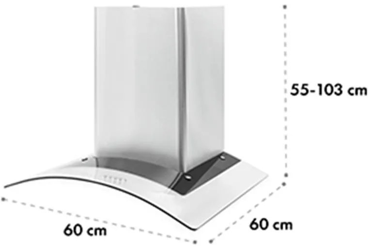 Klarstein Hotspot hota din oțel inoxidabil de 60 cm 610 m³ / h, Clasa A Sticla