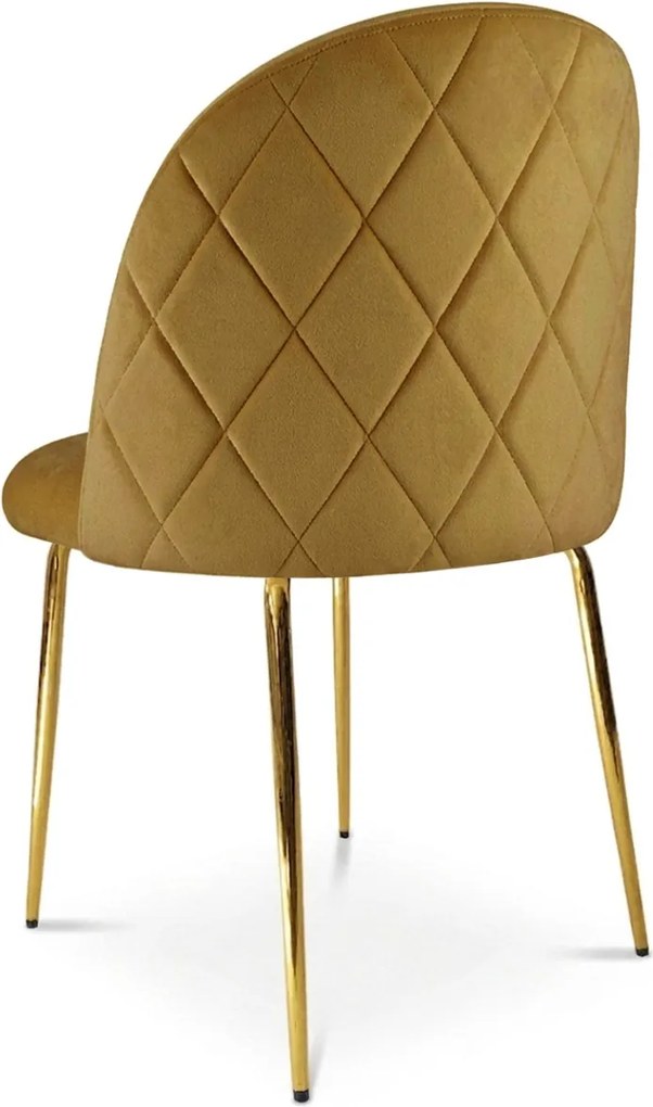 Scaun bucatarie INCA VELVET din catifea cu picioare aurii, mustar