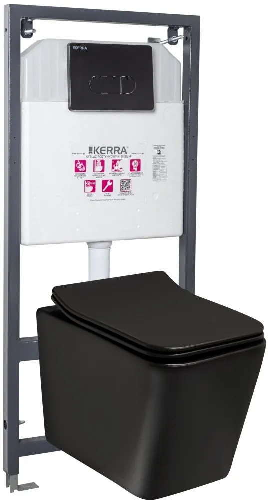 Set rezervor WC Tinos BL Pacific Black, montat pe perete