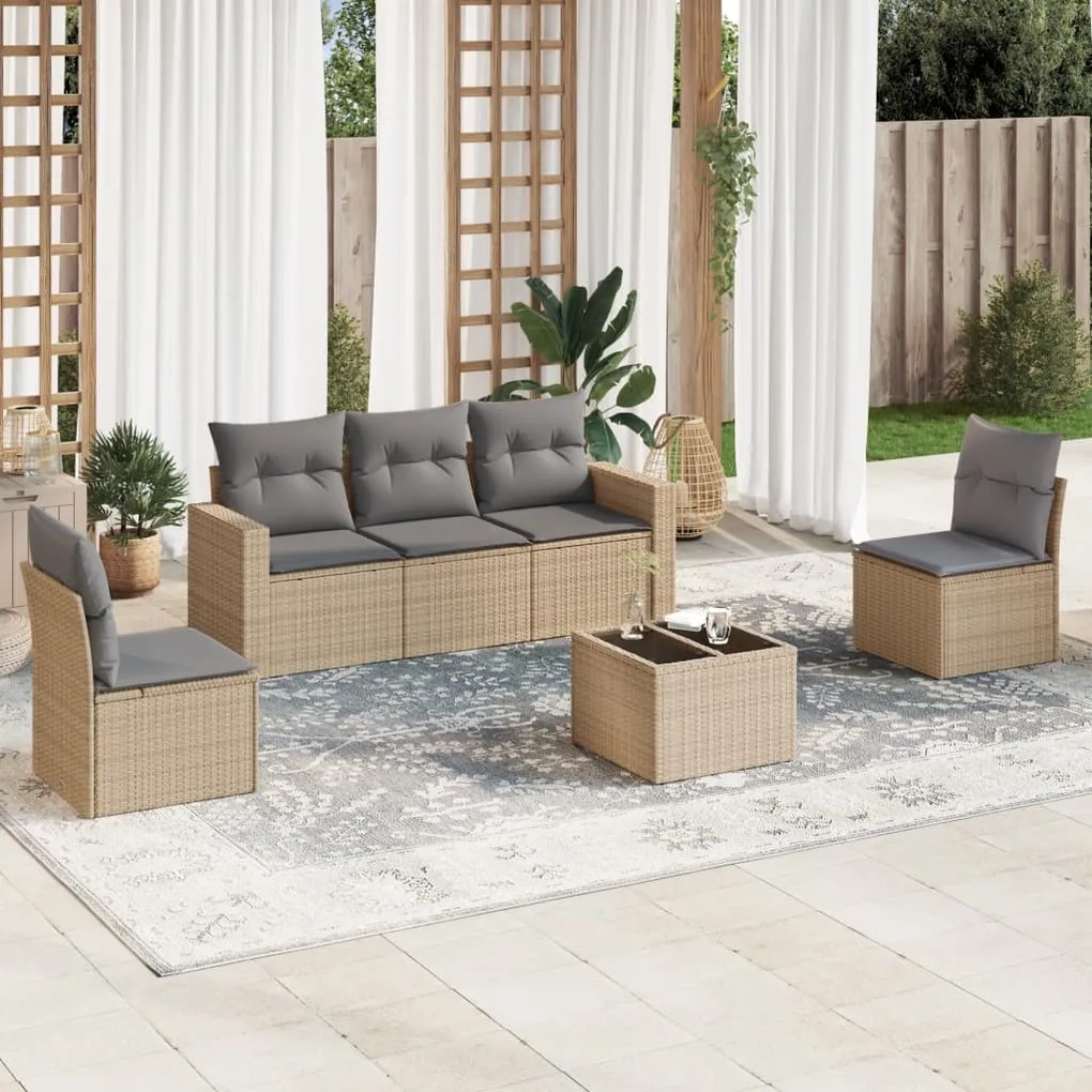 vidaXL Set canapele de grădină cu perne, 6 piese, bej, poliratan