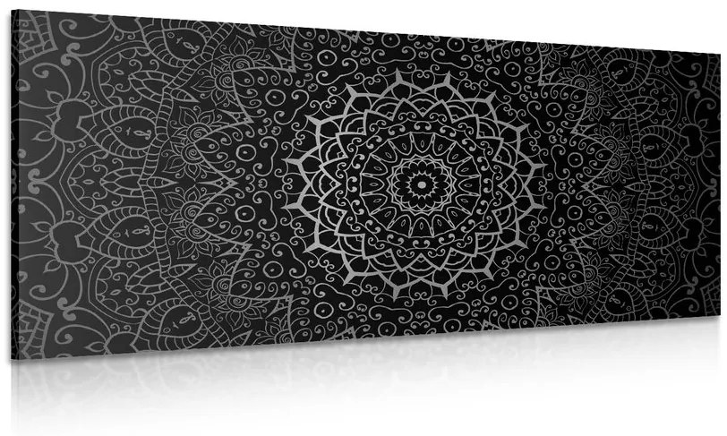 Tablou vintage Mandala în stil indian în design alb-negru