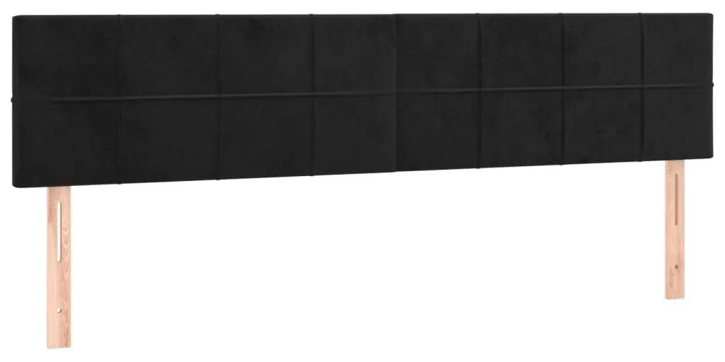 Pat box spring cu saltea, negru, 180x200 cm, catifea Negru, 180 x 200 cm, Cu blocuri patrate