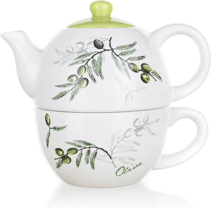 Ceainic din ceramică cu ceașcă, Olives, BANQUET