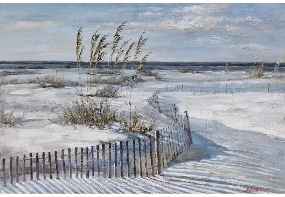 Tablou pictat manual Sea and dunes 100 x 150 cm