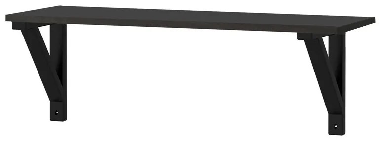 Raft cu suport console, 60x19x22 cm MDF Negru