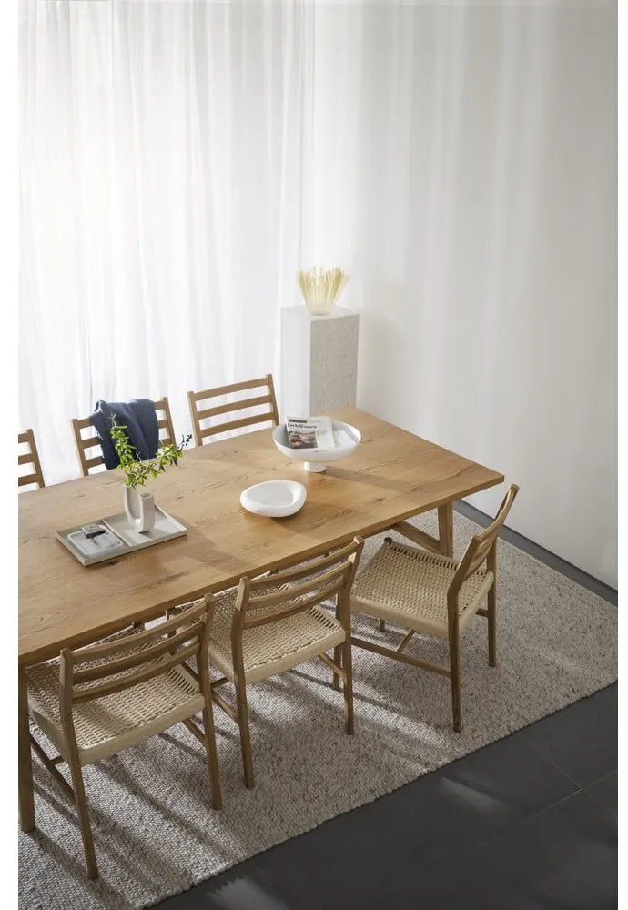 Masă de dining natural cu aspect de lemn de stejar 100x220 cm Plainfield – Rowico
