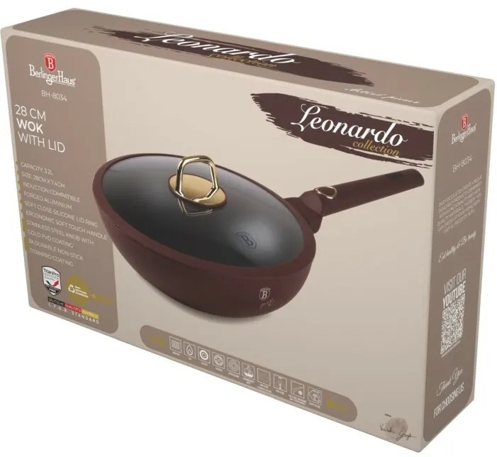 BerlingerHaus Wok cu capac Leonardo 28 cm