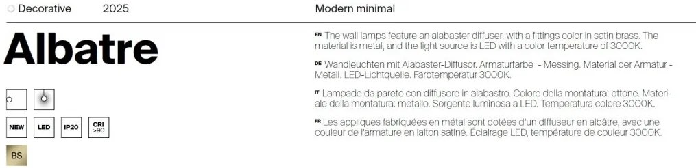 Aplica LED design modern luxuriant Albatre L-60cm