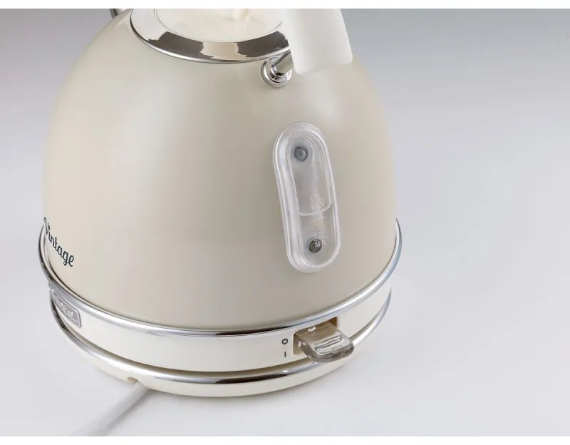 Ceainic electric Ariete VINTAGE 2877/03, 2000W, 1.7 L, Corp otel, Suprafata rece, Baza 360°, Bej