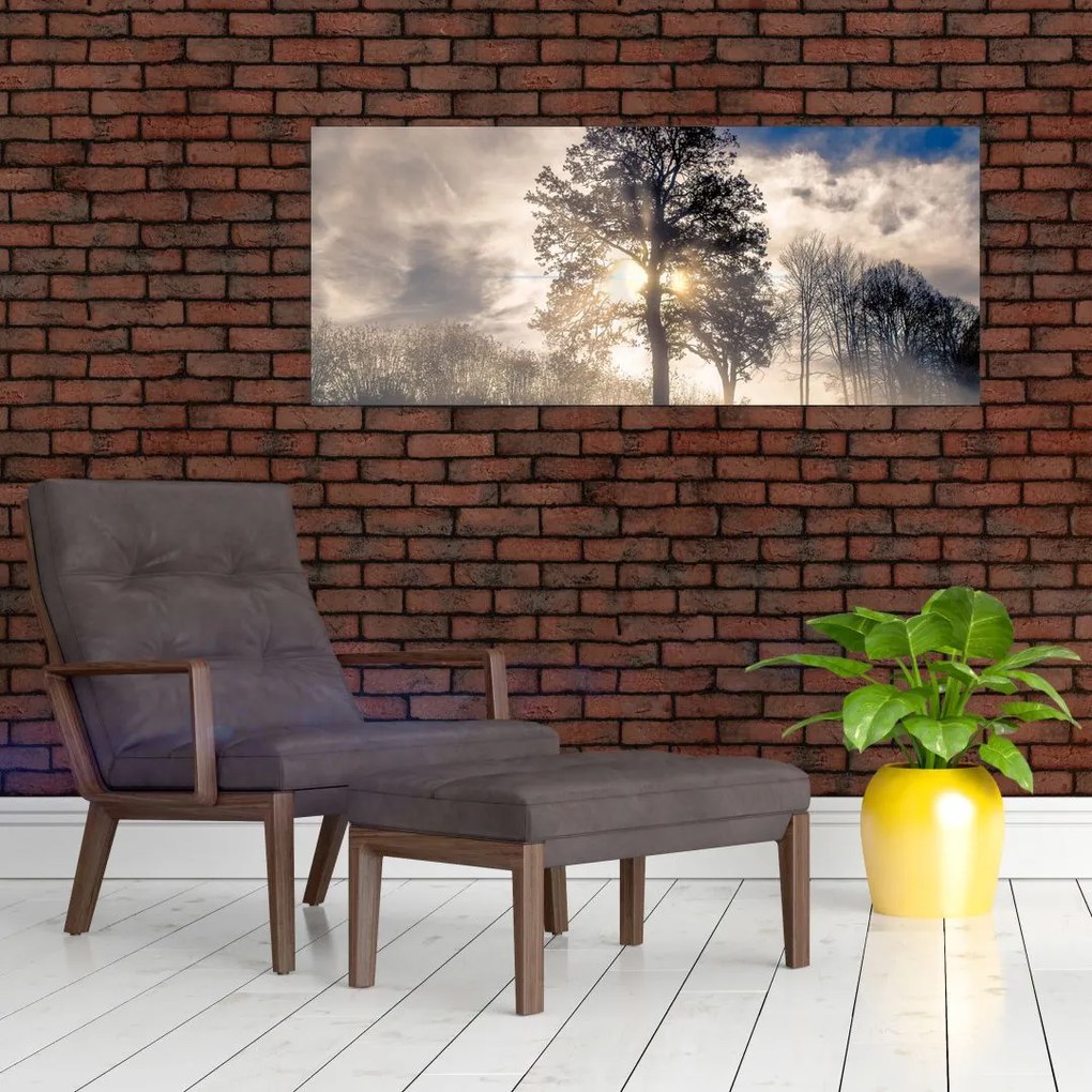 Tablou cu copac în ceață (120x50 cm)